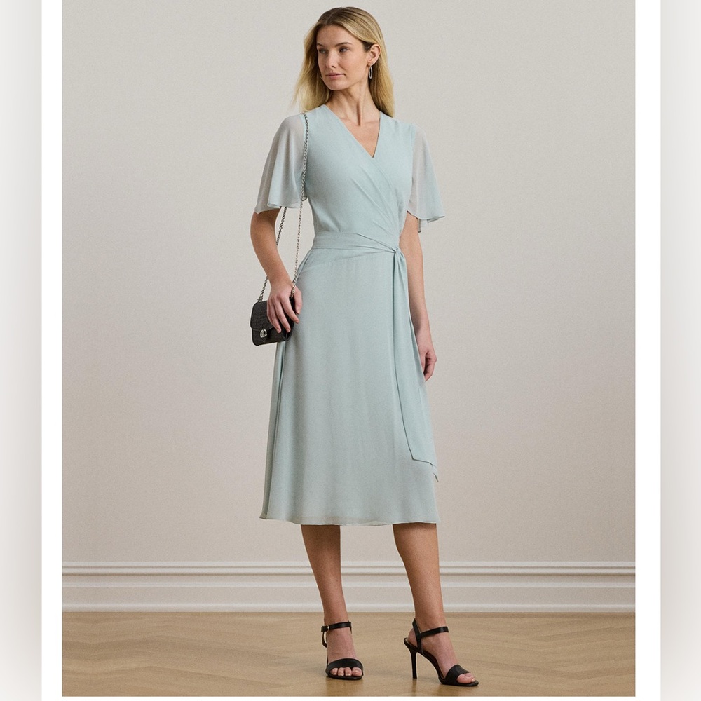 Lauren Ralph Lauren Belted Georgette Dress